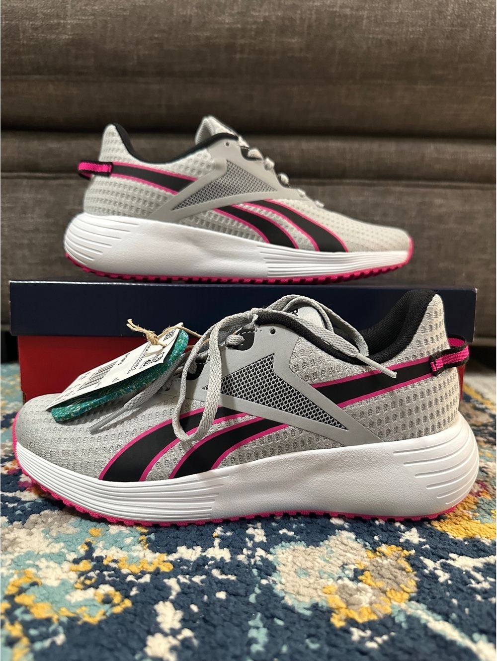 Size 6.5 - Reebok Women’s Lite Plus 3 “Grey Black Proud Pink”